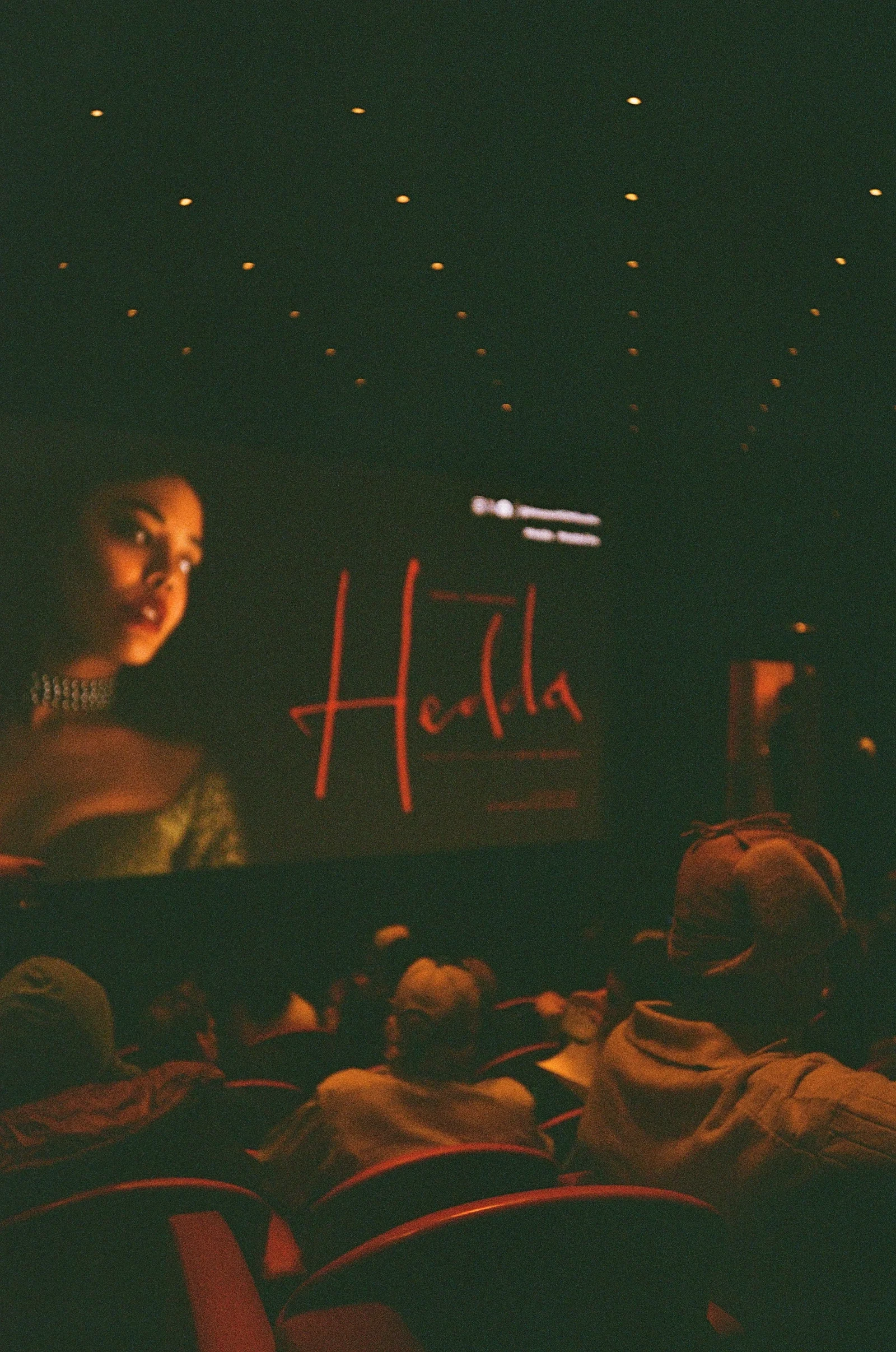Hedda screening programme on a table in a dimly lit venue